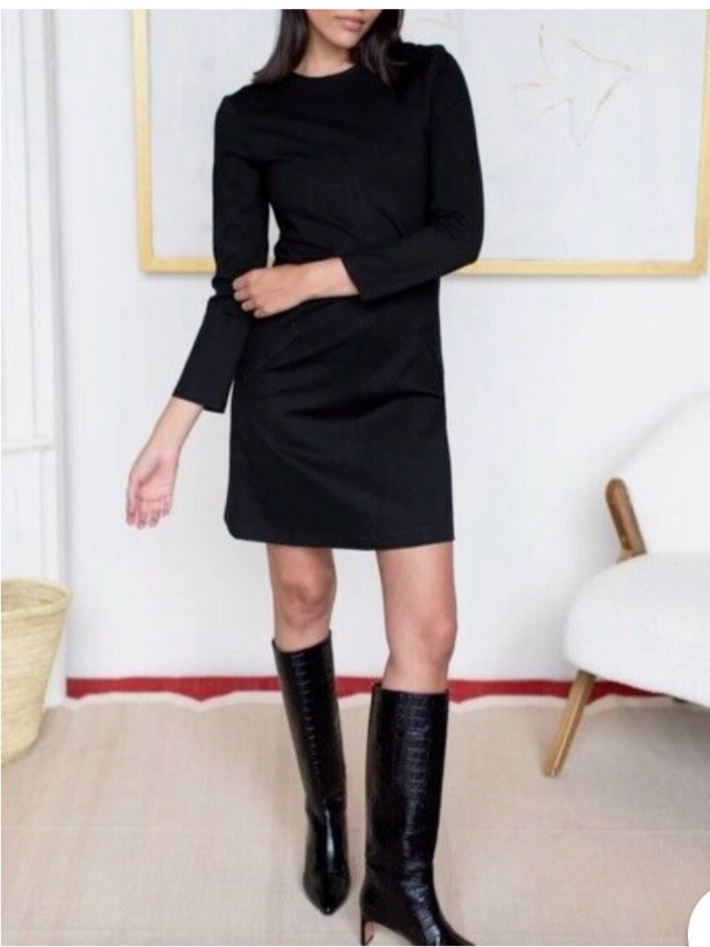 Emerson Fry Pernille Ponte Knit Long Sleeve Dress Black